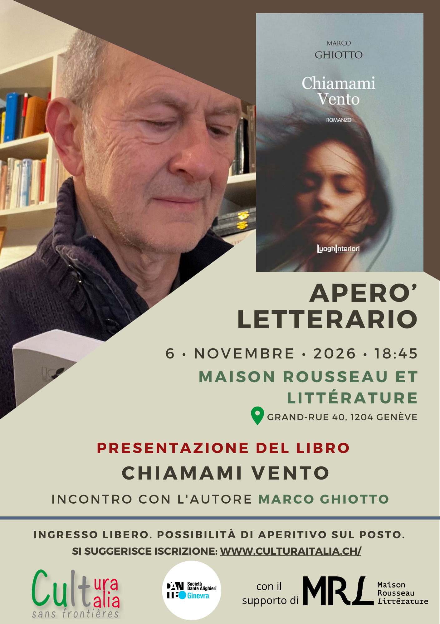 6 nov 2026 19:00 CHIAMAMI VENTO – INCONTRO CON L’AUTORE MARCO GHIOTTO